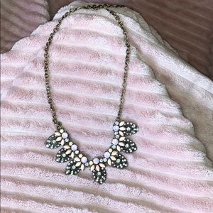 Pink and antique gold gemstone necklace